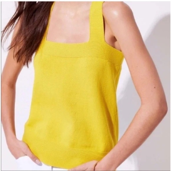 LOFT Criss Cross Sweater Tank in Mustard Yellow Color Size Medium - Picture 1 of 7